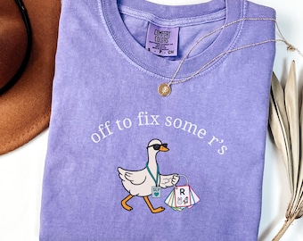 Comfort Colors® Funny Goose Speech Therapy Shirt, Off to Fix Some R's SLP Tee, Speech Language Pathologist Gift, Cute Speechie Top SLPA
