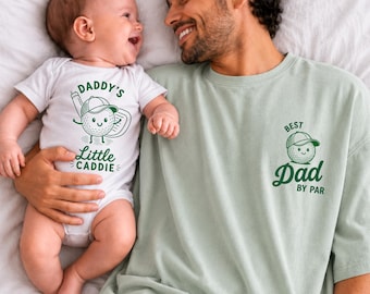 Daddy and Me Golf Shirts Matching Set, Dad and Baby Bodysuit Golf Outfit First Fathers Day Gift, Dad Birthday Golf Gift