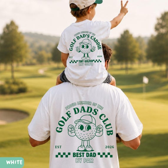 Daddy and Me Golf Shirts, Personalized Dad And Kids Matching Tee, Retro Golf Themed Outfit, First Fathers Day Gift From Baby Son Daughter
