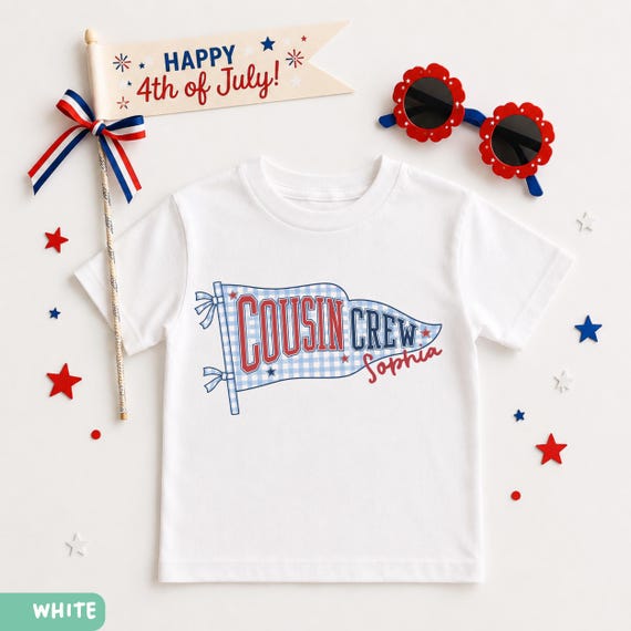 Personalized Cousin Crew 4th Of July Shirt, Matching Independence Day Cousins Outfit, Kids Patriotic Tee, American Toddler Youth and Baby