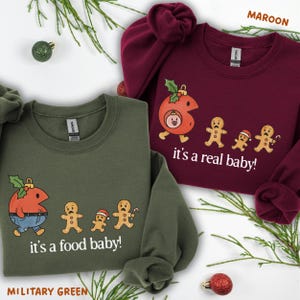 Christmas Pregnancy Announcement Sweatshirt, Funny Maternity Sweater, Baby Reveal Gift For New Mom And Dad, Matching Couple Sweatshirt