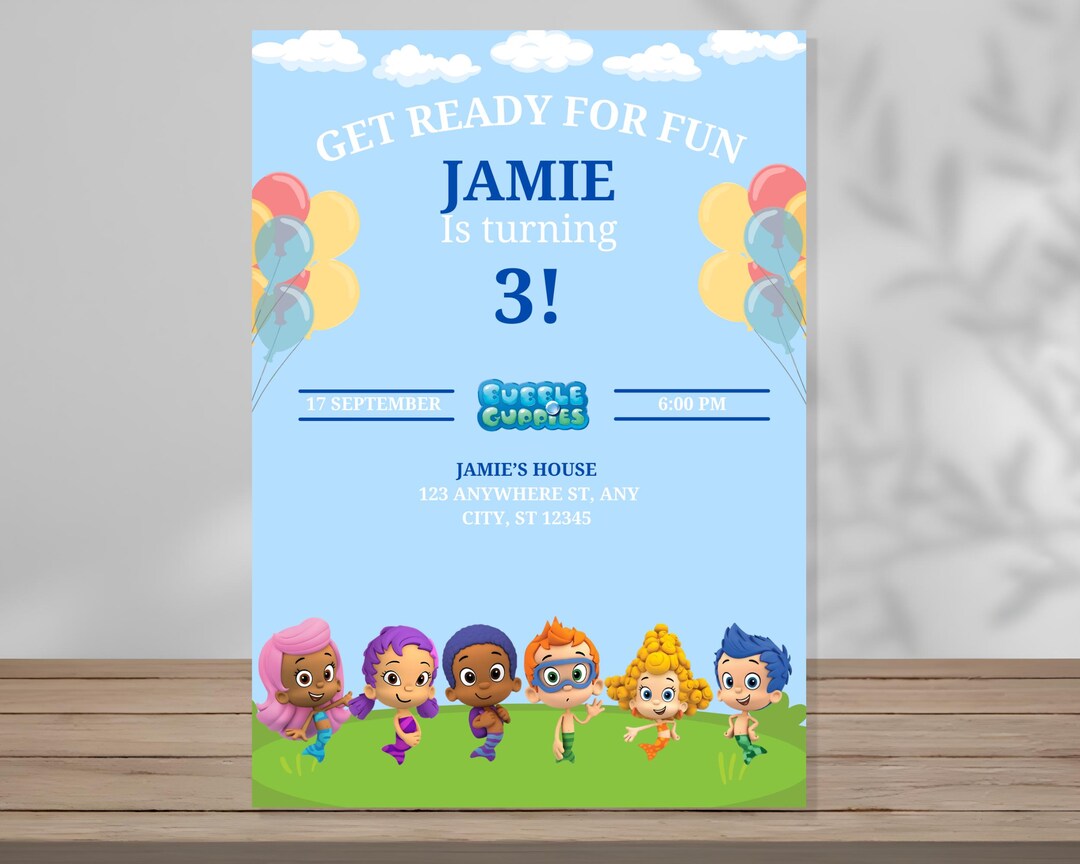 Bubble Guppies Birthday Invitation Bubble Guppies Digital Party Invitation Bubble Guppies Invite ...