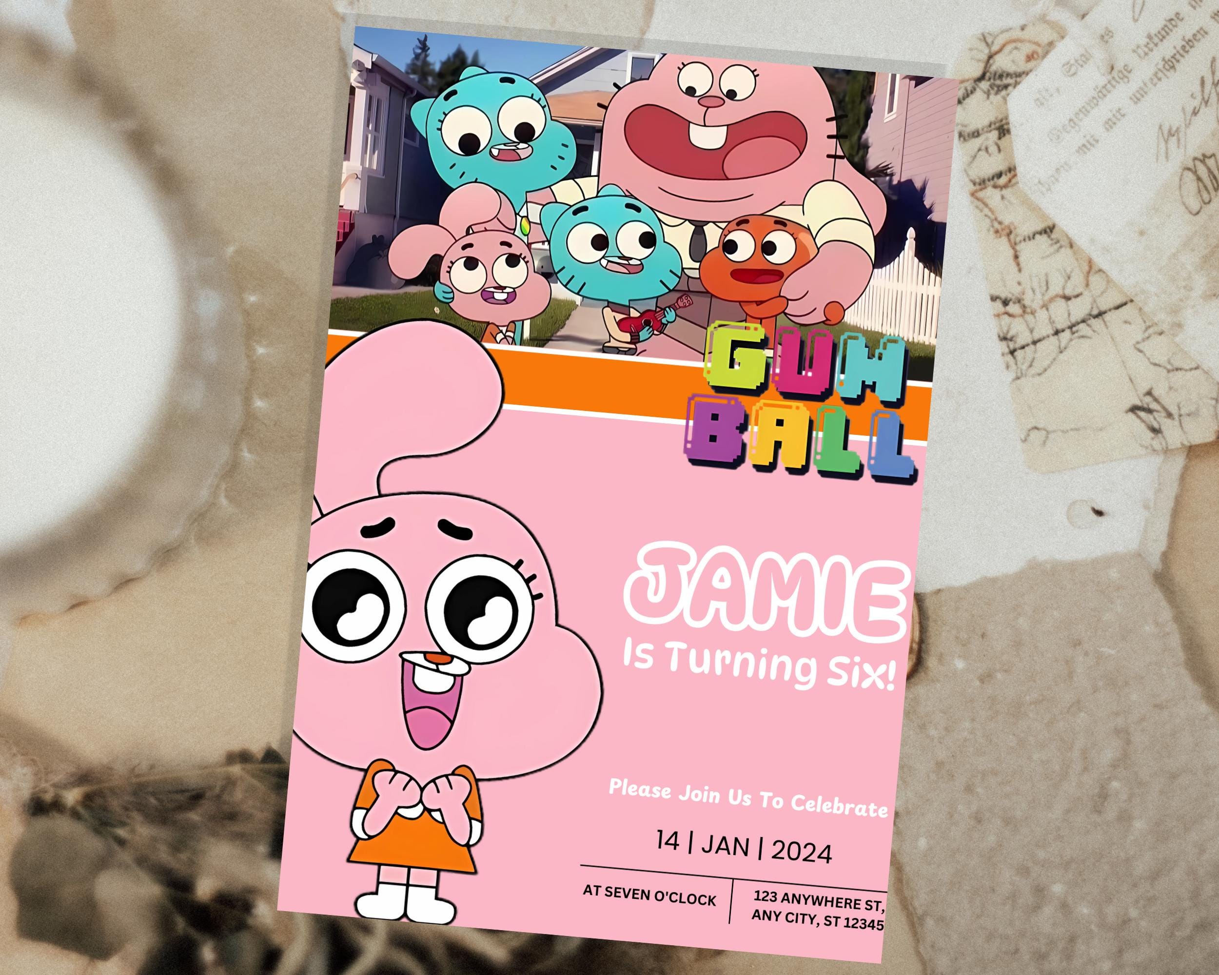 Birthday Invitation Gumball Editable Template Digital Party Invitation ...