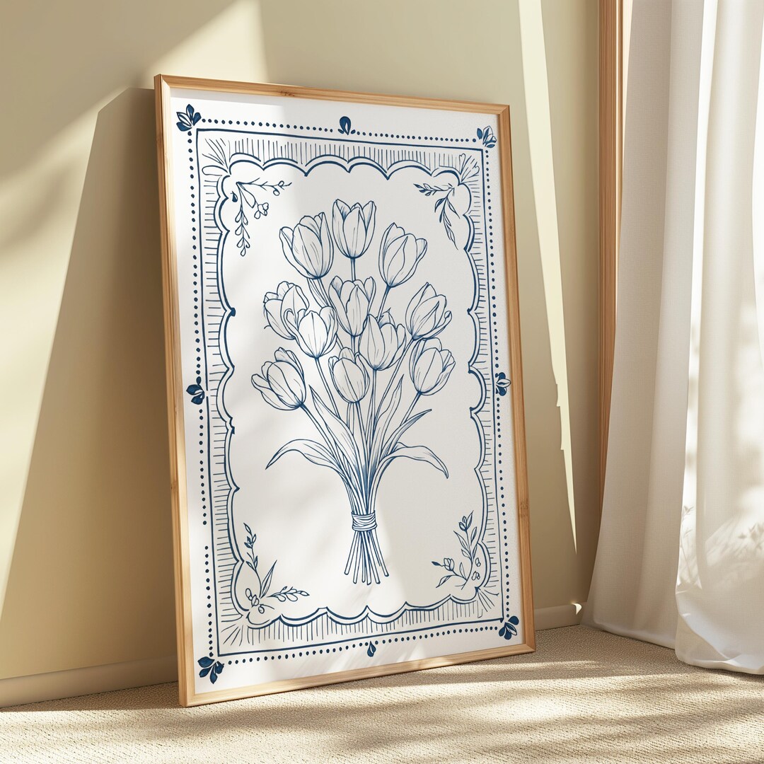 Blue Tulip Art Print, Coquette Room Decor (digital Download) - Etsy