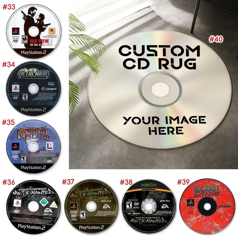 Personalized Game Disc Carpet, Playstation CD Rug, Custom Round Rug ...