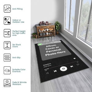 Custom Album Cover Rug, Personalized Music Song Display Mat, Spotify Code Art Carpet, Unique Modern Music-Themed Decor for Home Studio Gift
