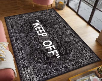 Black Keep Off Rug, Washable Modern Keep Off Classic Rug