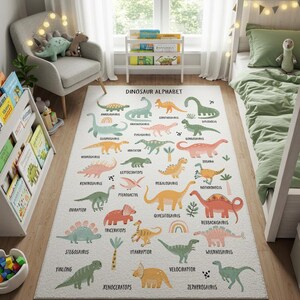 Montessori Dinosaur Learning Rug for Kids Room, Soft Quiet Area Alphabet Carpet for Toddler Floor Play, Preschool Dino Mat Decor, montessori dino rug, learning floor mat, soft abc carpet, dinosaur play mat, toddler montessori rug, quiet play rug, baby floor alphabet, preschool dino mat, pastel kids rug, machine washable rug, montessori kids decor, toddler dino carpet, educational dino rug, soft learning rug, calming nursery rug, montessori play mat, abc dinosaur carpet, alphabet dinosaur rug