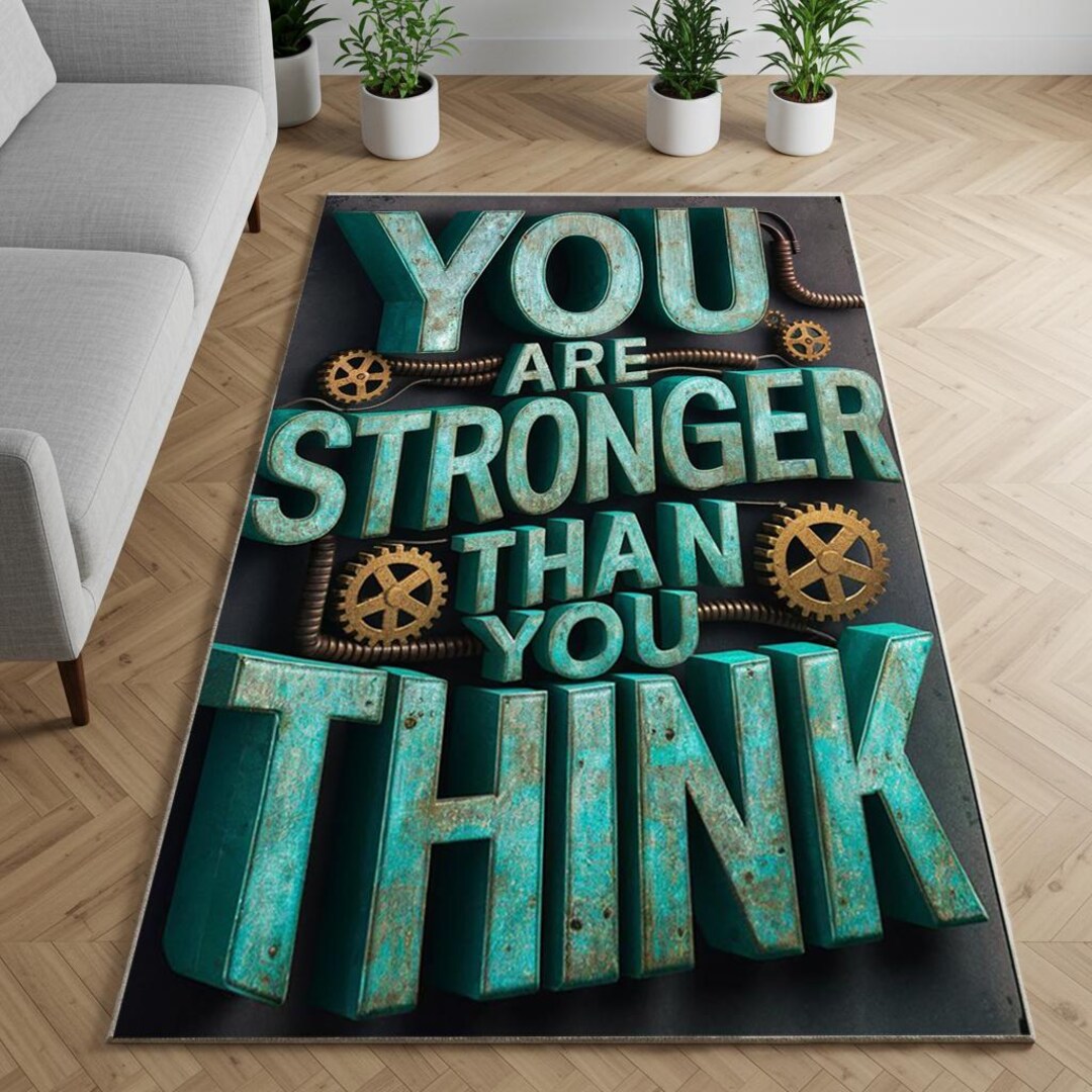 You Are Stronger Rug, Motivational Quote Floor Mat, Anti Slip Machine ...