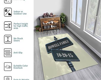 Alfombra personalizada con nombre familiar: decoración para el hogar antideslizante y personalizada.