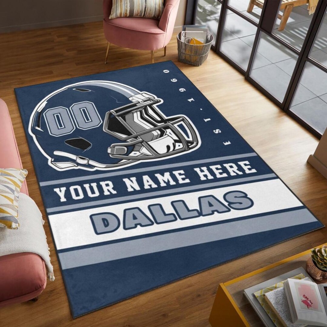 Cu Football Rug Custom Dallas Cowboys Rug, Personalized Football Rug, Sports Decor for ...