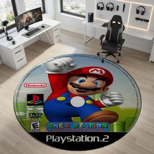 Personalized Game Disc Carpet, PlayStation CD Rug, Custom Round Rug made from your favorite Game Disc, Unique Gift for Gamers