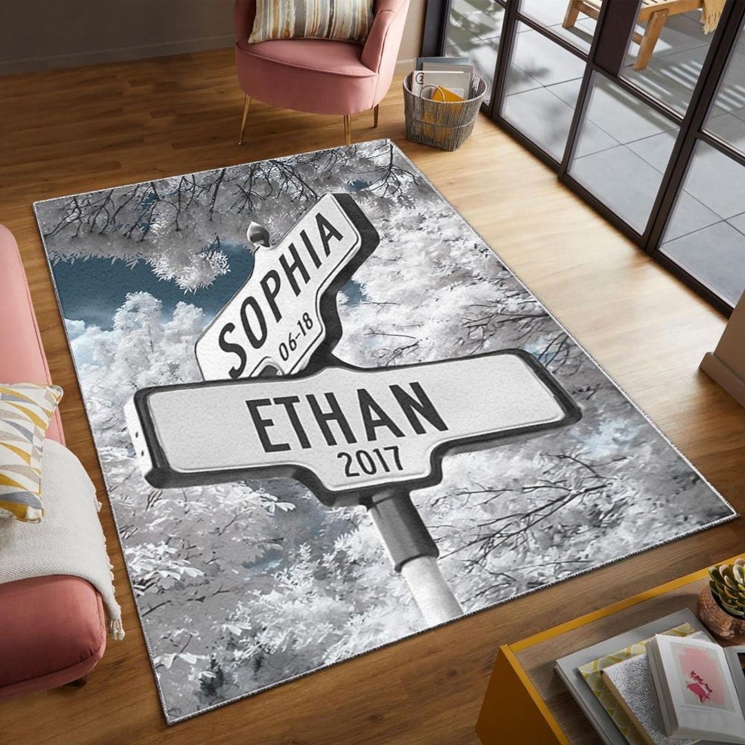 Room Sign Rugs Custom Street Sign Rug: Personalized Family Name, Non-slip Area Rug - Etsy