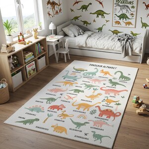Montessori Dinosaur Learning Rug for Kids Room, Soft Quiet Area Alphabet Carpet for Toddler Floor Play, Preschool Dino Mat Decor, montessori dino rug, learning floor mat, soft abc carpet, dinosaur play mat, toddler montessori rug, quiet play rug, baby floor alphabet, preschool dino mat, pastel kids rug, machine washable rug, montessori kids decor, toddler dino carpet, educational dino rug, soft learning rug, calming nursery rug, montessori play mat, abc dinosaur carpet, alphabet dinosaur rug