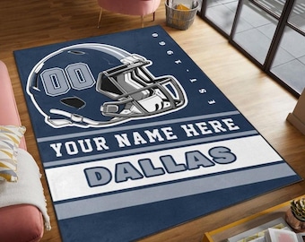 Custom Dallas Cowboys Rug, Personalized Football Rug, Sports Decor for Game Room, Kids Room Rug, Machine Washable Rug, Dallas Gift Carpet