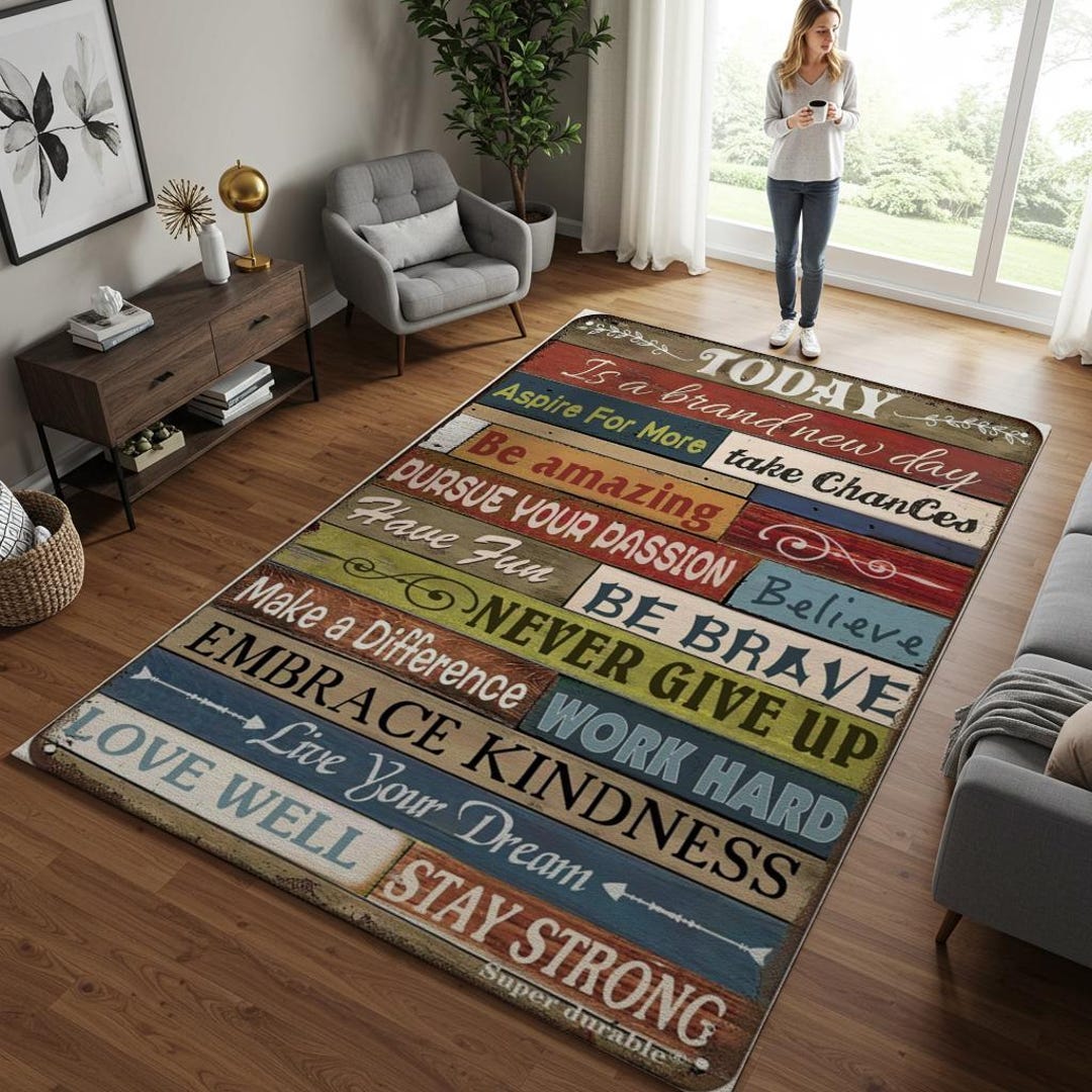 Custom Motivational Rug With Quotes – Washable Personalized Floor Mat ...