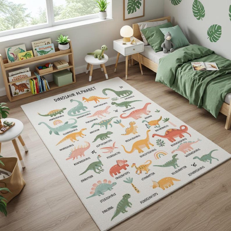 Montessori Dinosaur Learning Rug for Kids Room, Soft Quiet Area Alphabet Carpet for Toddler Floor Play, Preschool Dino Mat Decor, montessori dino rug, learning floor mat, soft abc carpet, dinosaur play mat, toddler montessori rug, quiet play rug, baby floor alphabet, preschool dino mat, pastel kids rug, machine washable rug, montessori kids decor, toddler dino carpet, educational dino rug, soft learning rug, calming nursery rug, montessori play mat, abc dinosaur carpet, alphabet dinosaur rug