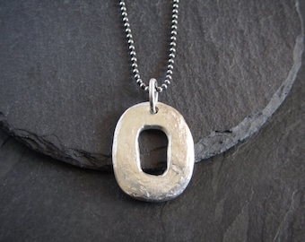 Rustic oval pendant necklace / unisex sterling silver pendant / chunky jewelry / organic pendant / artisan jewelry
