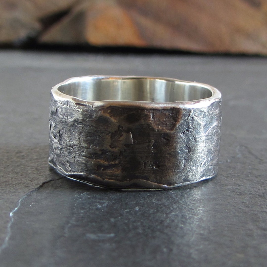 Rustic Sterling Silver Band / Rustic Ring / Oxidized Silver - Etsy Canada
