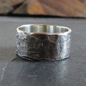 Rustic sterling silver band / rustic ring / oxidized silver ring / unique ring / statement ring / wedding ring / mens ring / unisex ring