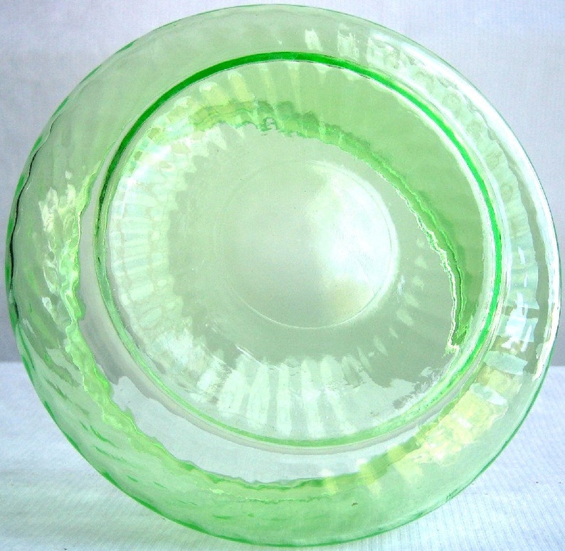 Antique Green Vaseline Depression Glass Candy Dish With Lid Etsy
