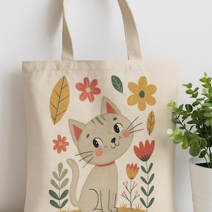 Cat Lover Tote Bag, Cat Mom Gift, Cute Kitty Tote, Masum kedicik Design, Eco-friendly Bag, Shopping Bag