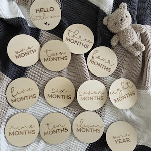 Cartes d'étape Cartes mensuelles Mois Bonjour Petit Panneaux en bois Annonce de naissance Cadeau de naissance