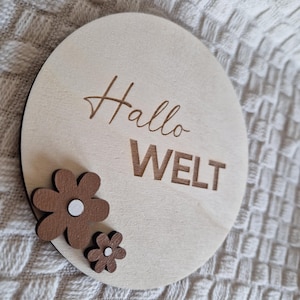 Panneau en bois Hello World, cadeau de naissance, faire-part de naissance, panneau de naissance en bois, panneau en bois aimant