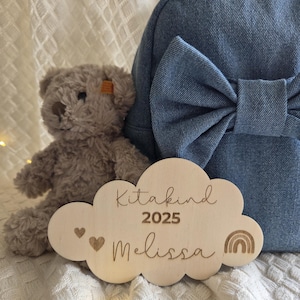 Kitakind 2025 wooden sign, wooden sign gift kindergarten, personalized with name cloud