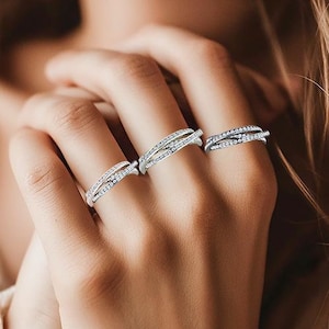 Three Rolling Ring, Triple Interlocked Band Ring, 925 Sterling Silver, Three Tone Rings, 9-18K gold ring, customization Ring, Elegant Ring