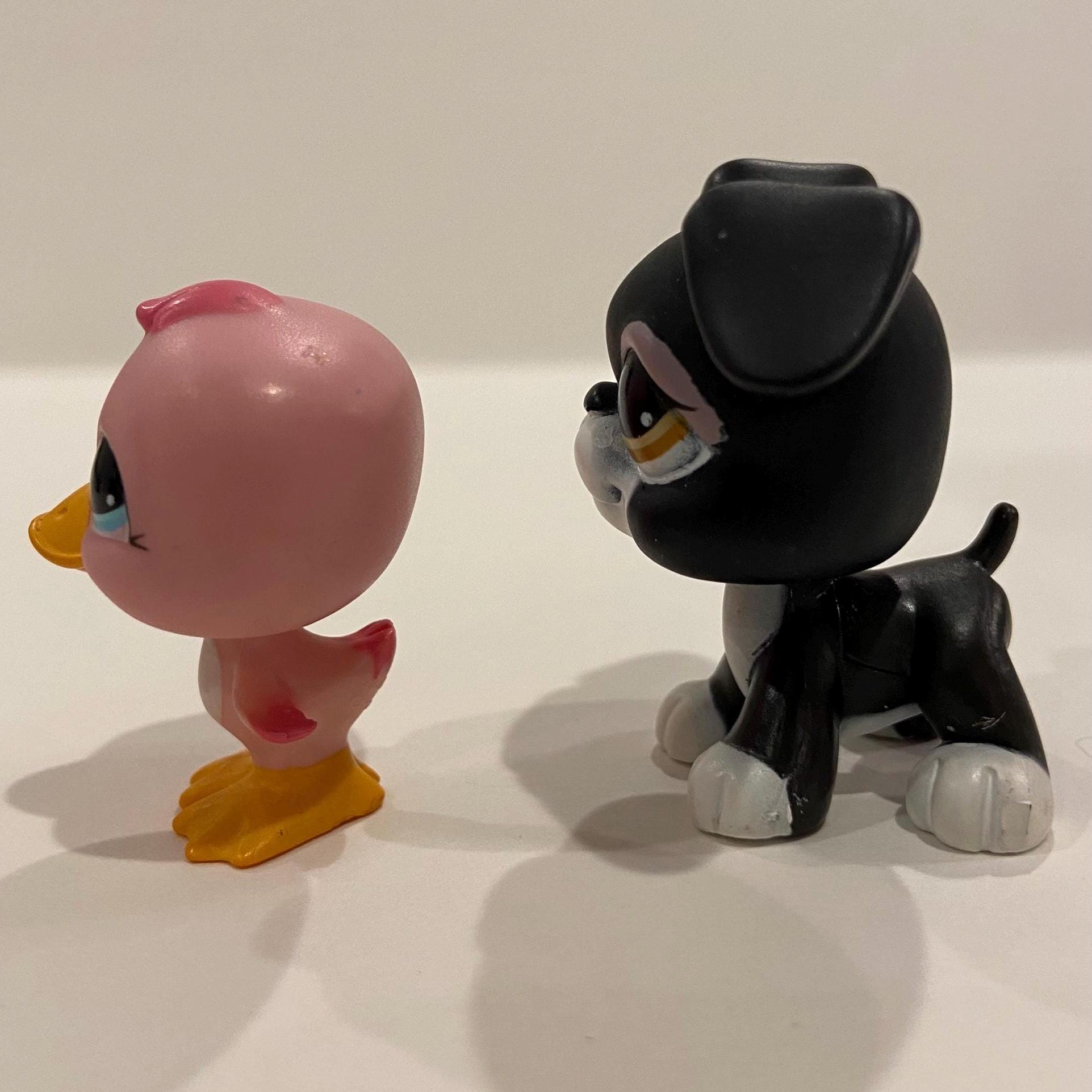 Figurines Littlest Pet Shop (LPS) #825 Et #826 - Canard Et Chien Boxer - Occasion