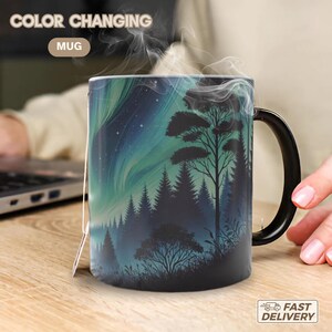 Aurora Borealis-bosmok - prachtig noorderlichtontwerp - perfect voor koffie-, thee- en natuurliefhebbers.