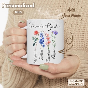 Personalized Mama&#39;s Garden Mug | Custom Floral Name Mug |  Birth Flower Mug | Unique Gift for Mom, Grandma.