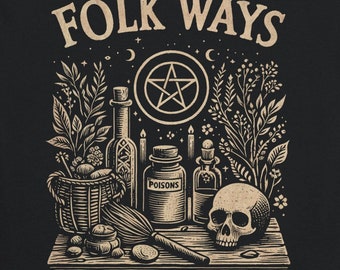 FOLK WAYS // T-Shirt // Pagan Witchcraft Wicca Occult Folk Art Illustration