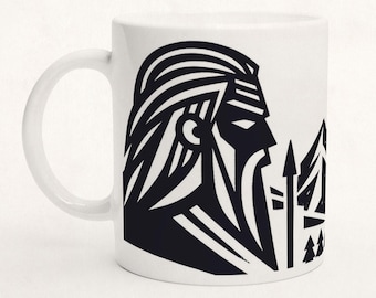 ODIN & THE FJORD // Ceramic Mug // Norse Mythology Viking Folklore Pagan Coffee Cup Gift