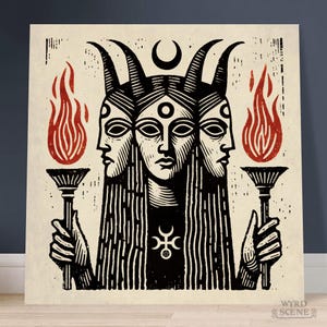 THE DARK GODDESS // Art Print // Pagan Witchcraft Folk Art Hekate Illustration