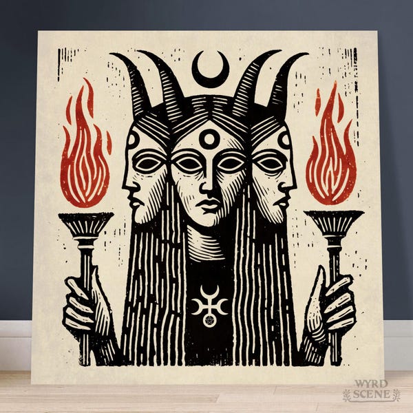 THE DARK GODDESS // Art Print // Pagan Witchcraft Folk Art Hekate Illustration