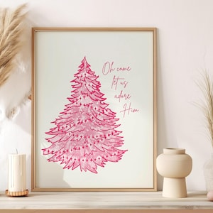 Christian Christmas Wall Art, Trendy Holiday Season Bible Verse Wall Art, Oh Come Let Us Adore Him Christian Poster, Digital Download