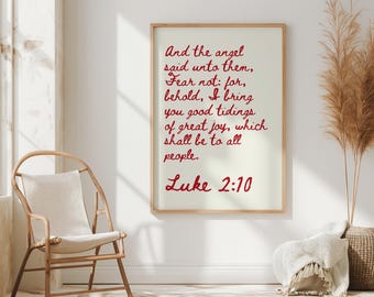 Luke 2:10 Christmas Wall Art, Christian Christmas Wall Art, Minimalist Bible Verse Printable Wall Art, Holdiay Home Decor, Digital Download