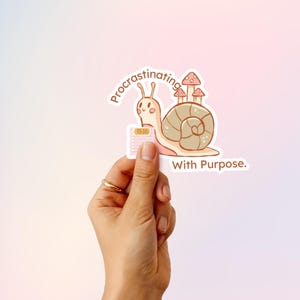 Procrastiner avec un objectif précis - Sticker escargot numérique - Agenda Kawaii PNG - Sticker imprimable mignon pour carnets Goodnotes
