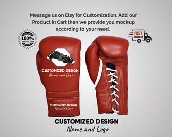 Gants de boxe en cuir personnalisés - Logo et nom personnalisés, adulte et enfant