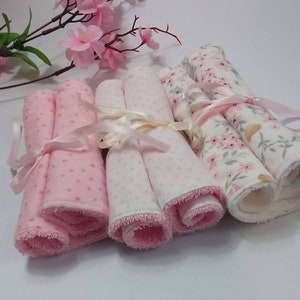 set of 3 burp cloths, burpee, burp rag, pink burp cloths, infant girls, baby burp cloths, shower gift, welcome baby gift