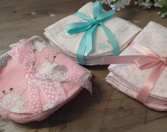 infant wash cloth, set of 4, baby washrag, baby face cloth, flannel wash cloths, reusable wash cloths, ready to ship, made in USA