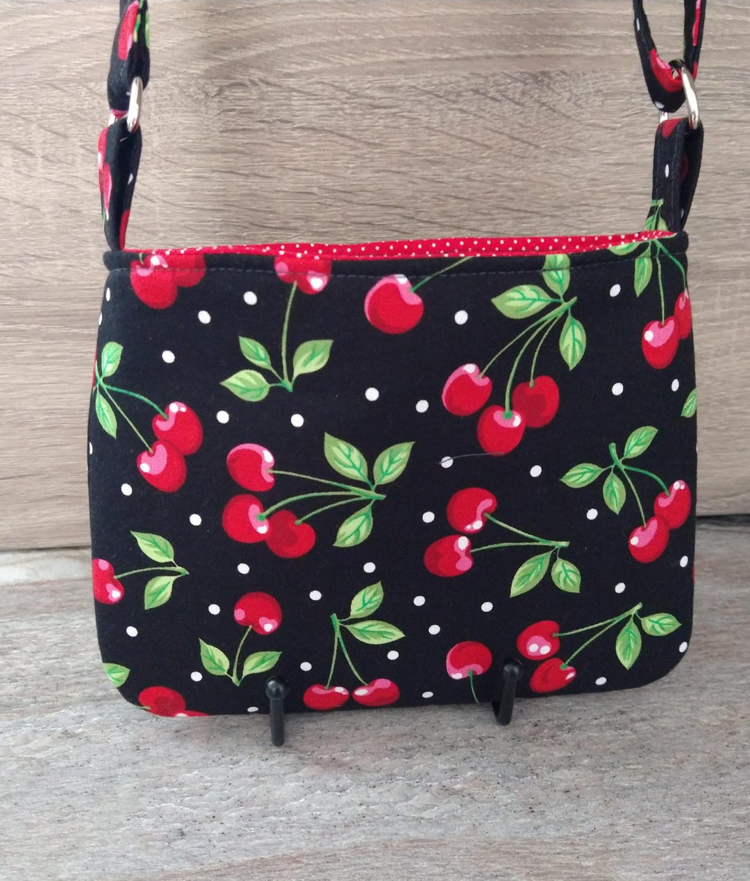 Girls Cherry Purse, Crossbody Bag, Fabric Shoulder Bag, Adjustable Hand ...