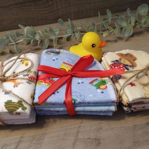infant wash cloth, set of 4, baby washrag, baby face cloth, flannel wash cloths, reusable wash cloths, ready to ship, made in USA