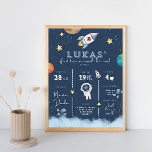 Cartello traguardo compleanno spazio Primo viaggio intorno al sole Poster traguardo tema astronauta Tabellone traguardo primo compleanno Compleanno nello spazio