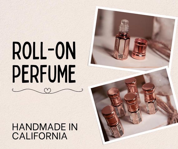 Roll On Perfume – Strong Essential Oil Fragrance, Travel Size Perfume, Natural Handmade Gift 6ml