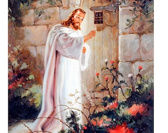 Jesus Christ Photo Print Knocking On The Door Christian Picture Shroud Turin Catholic Image Spiritual Art Collectible Faith Inspiration 3247