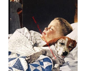 A Boy And His Dog Norman Rockwell Art Cute Puppy Painting Rockwellian Painter Realism Artist Print Photo Picture Painting Poster Gift 9669