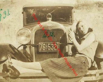 Bonnie Clyde Foto vintage Blanche Barrow Mafia Robo a banco Gran Depresión Impresión criminal Coche de la mafia Instantánea retro Forajido Gánster 13A